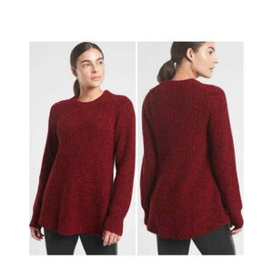 Athleta Sierra Crew Cozy Wool Blend Pullover Knit Sweater Crimson- Size Small